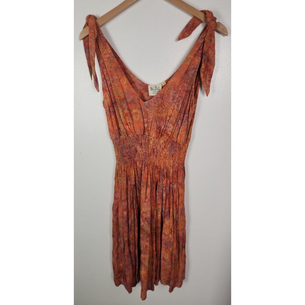 Go Fish Women's Sz. M Multicolor V Neck Scrunched Waist Dress